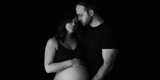 black and white pregnant mother father fine art boudoir Kingston Maternity Photographer