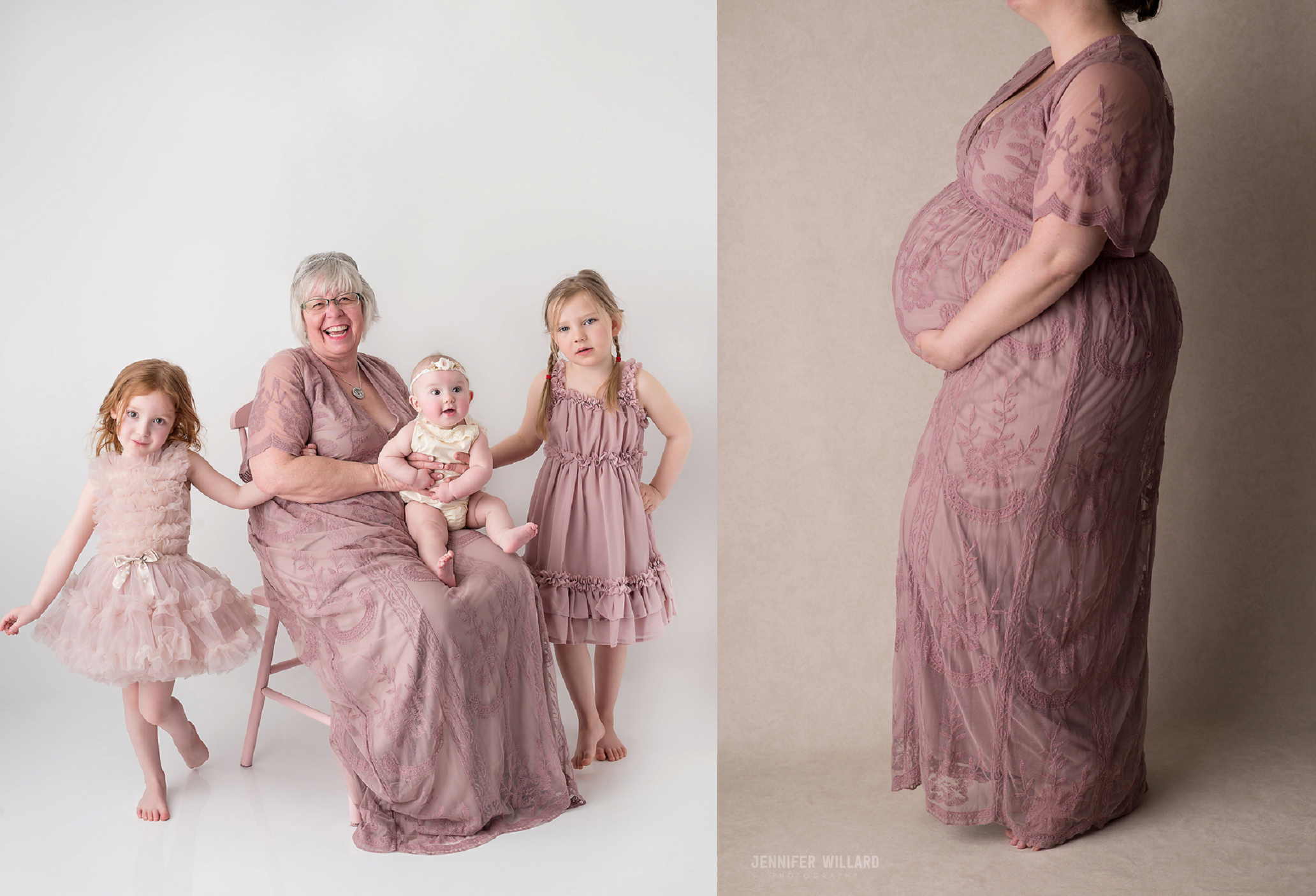 mauve lace maternity dress