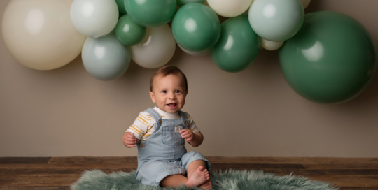 baby boy sage boho balloons Kingston first birthday photography