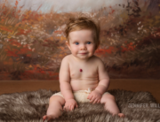 baby boy 6 months old milestone fur Fall backdrop Kingston baby photographer