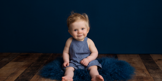 baby boy blue romper fur backdrop Kingston family photographer