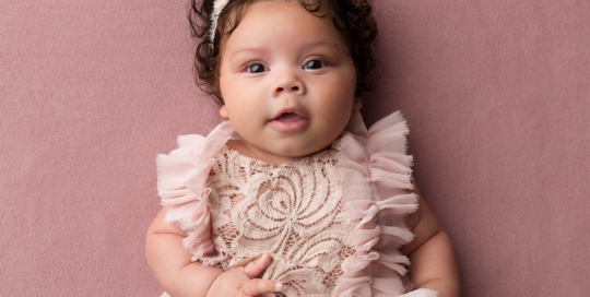 baby girl pink ruffle romper Kingston milestone photographer