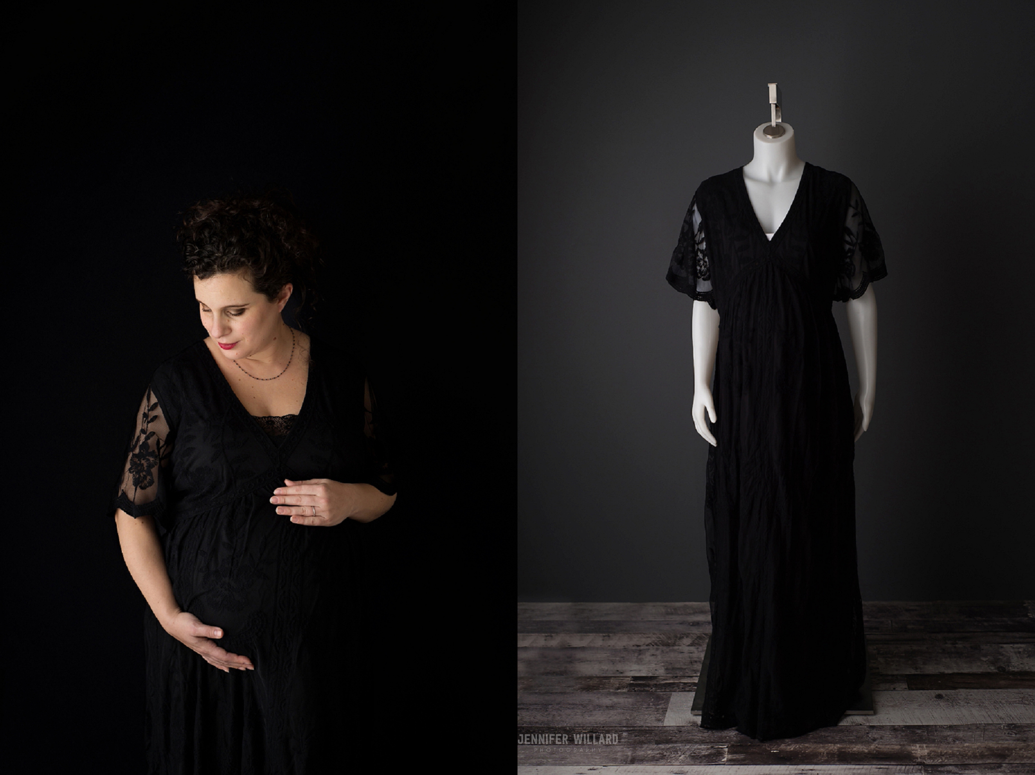 black lace maternity dress