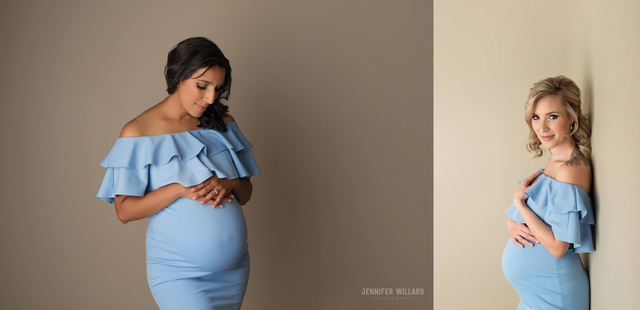 blue ruffle maternity dress