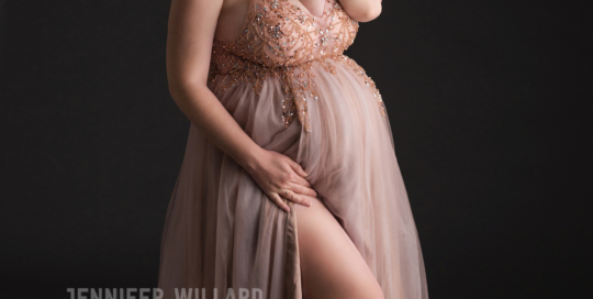 pregnant woman pink sequin tulle studio Kingston Maternity Photography